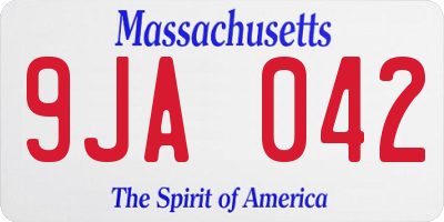 MA license plate 9JA042