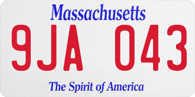MA license plate 9JA043