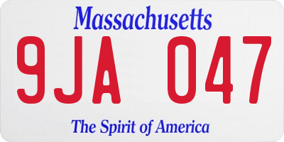 MA license plate 9JA047