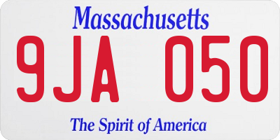 MA license plate 9JA050