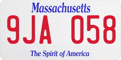 MA license plate 9JA058