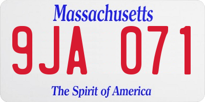 MA license plate 9JA071