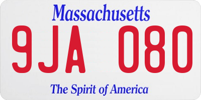 MA license plate 9JA080