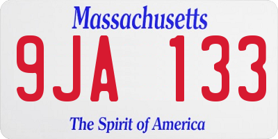 MA license plate 9JA133