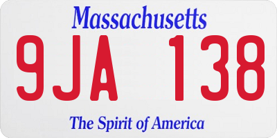 MA license plate 9JA138