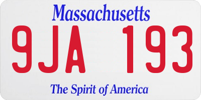 MA license plate 9JA193