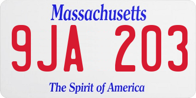 MA license plate 9JA203