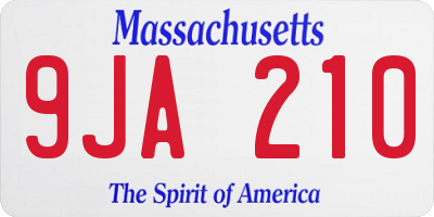 MA license plate 9JA210