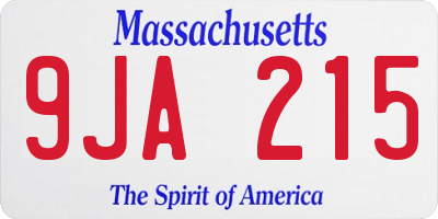 MA license plate 9JA215