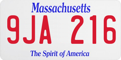 MA license plate 9JA216