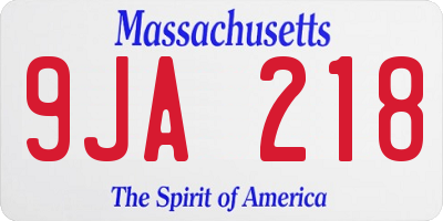 MA license plate 9JA218