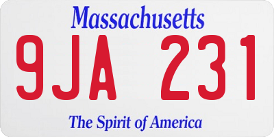 MA license plate 9JA231