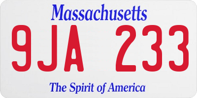 MA license plate 9JA233
