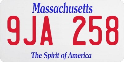 MA license plate 9JA258