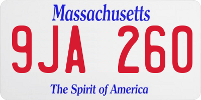 MA license plate 9JA260