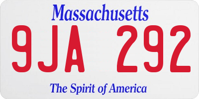 MA license plate 9JA292