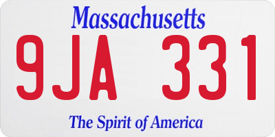 MA license plate 9JA331