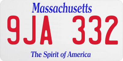 MA license plate 9JA332
