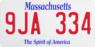 MA license plate 9JA334