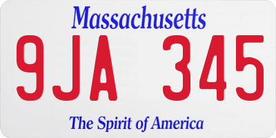 MA license plate 9JA345