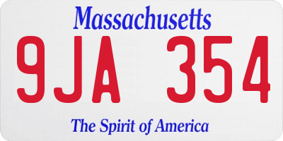 MA license plate 9JA354