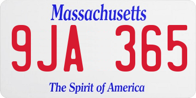 MA license plate 9JA365