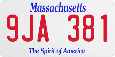 MA license plate 9JA381