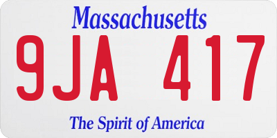 MA license plate 9JA417