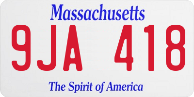 MA license plate 9JA418