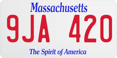 MA license plate 9JA420