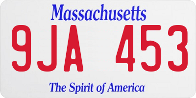 MA license plate 9JA453