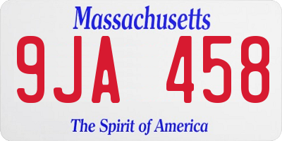 MA license plate 9JA458