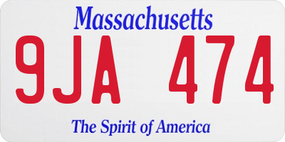 MA license plate 9JA474