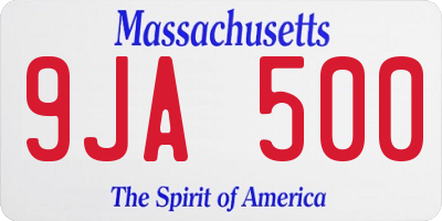MA license plate 9JA500