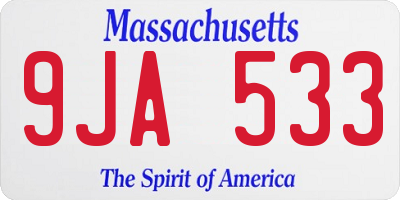 MA license plate 9JA533