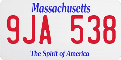 MA license plate 9JA538