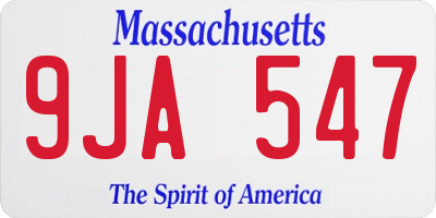 MA license plate 9JA547