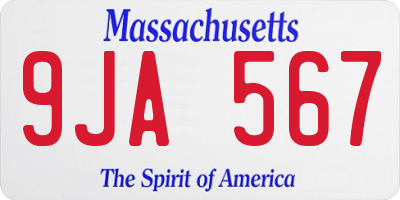 MA license plate 9JA567