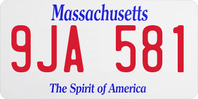 MA license plate 9JA581