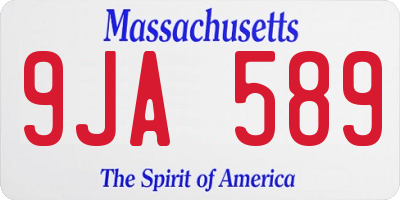 MA license plate 9JA589