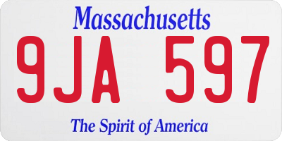 MA license plate 9JA597
