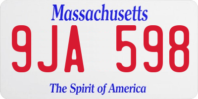 MA license plate 9JA598