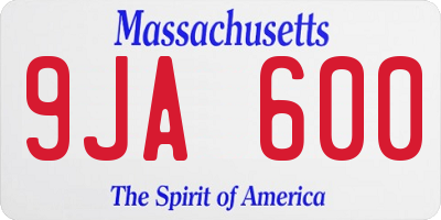 MA license plate 9JA600