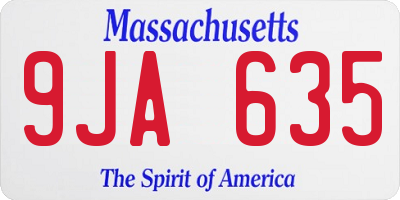 MA license plate 9JA635