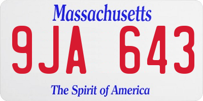 MA license plate 9JA643