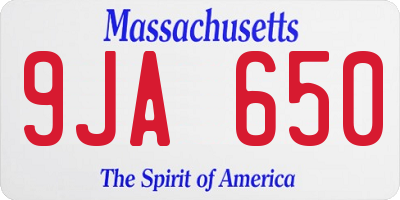 MA license plate 9JA650