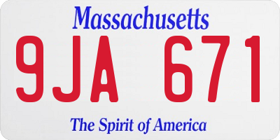 MA license plate 9JA671
