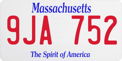 MA license plate 9JA752