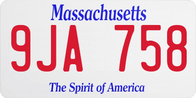MA license plate 9JA758