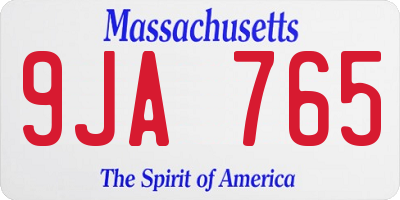 MA license plate 9JA765